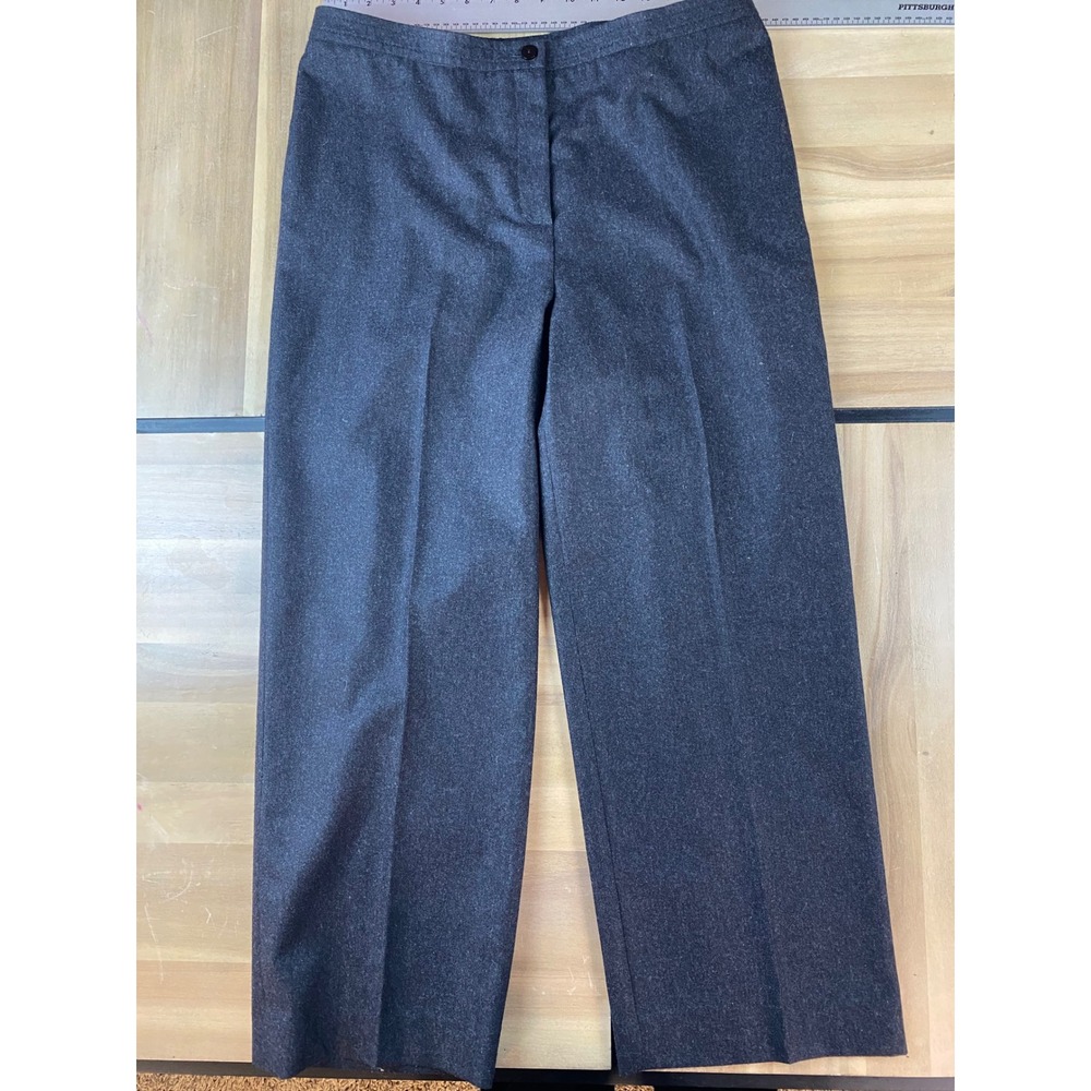 ALGO Women's Charcoal Gray Wool Cashmere Blend Wide‎ Leg Dress Pants